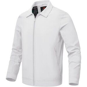 Men's Stylish Jackets Lightweight 01 White Coat Front Closure Zip Up Pockets